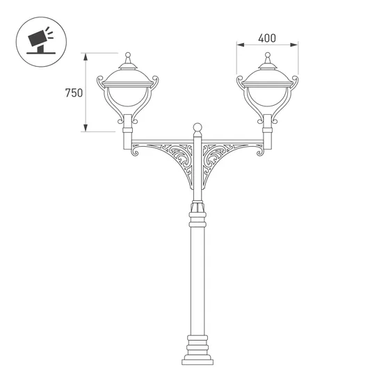 Фото #2 товара Светильник OXOR-AMPIL-O-400x750-35W Day4000 (BK, 120 deg, 230V) IP65 (Arlight, -)